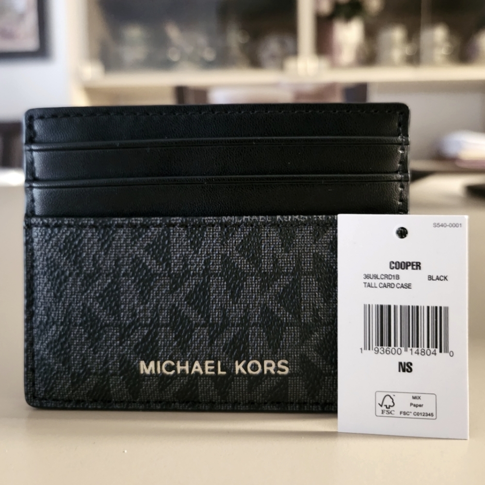 Michael Kors Cooper Signature Logo Card Case - Black